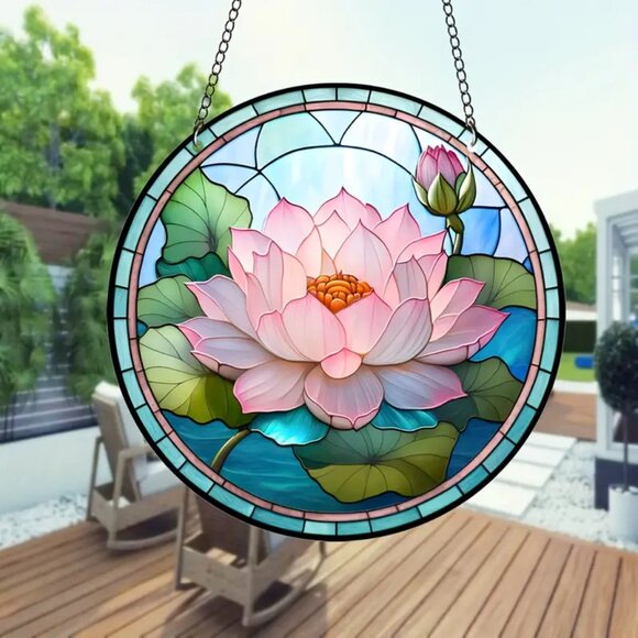 Other - 6" Pink Lotus Acrylic Suncatcher